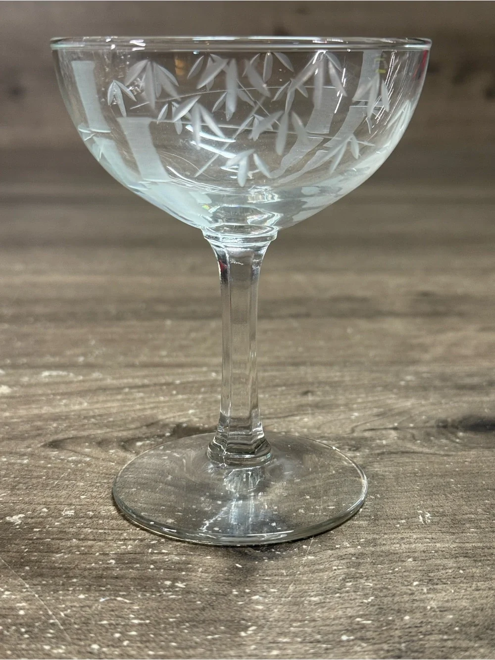 (4) Vintage Noritake Sasaki Bamboo Etched Glassware Champagne Coupes Set 4